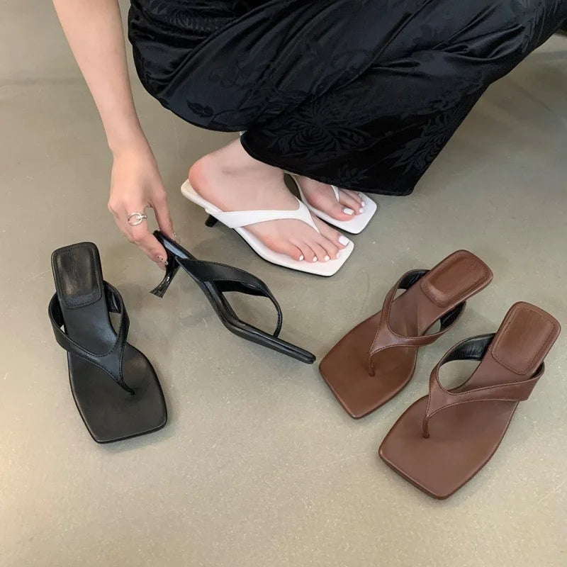 Retro Clip Toe Women's Low Heel Summer Slippers | Party Shoes