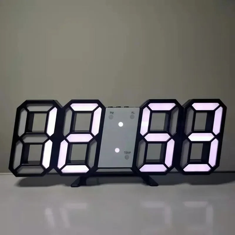 3D LED Digital Wall Clock – Alarm, Calendar & Night Light