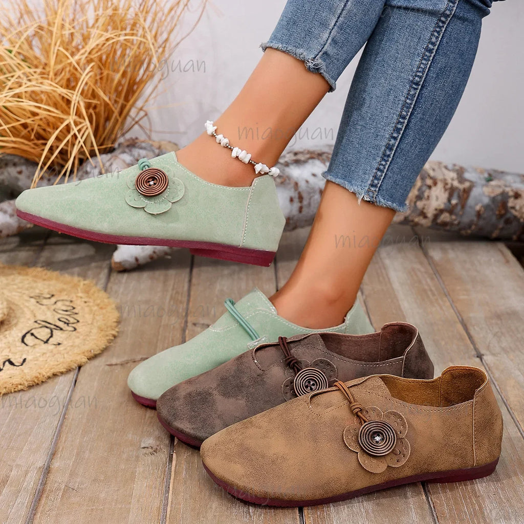 Women's Roman Style Flat Shoes – Soft PU Leather Casual Flats