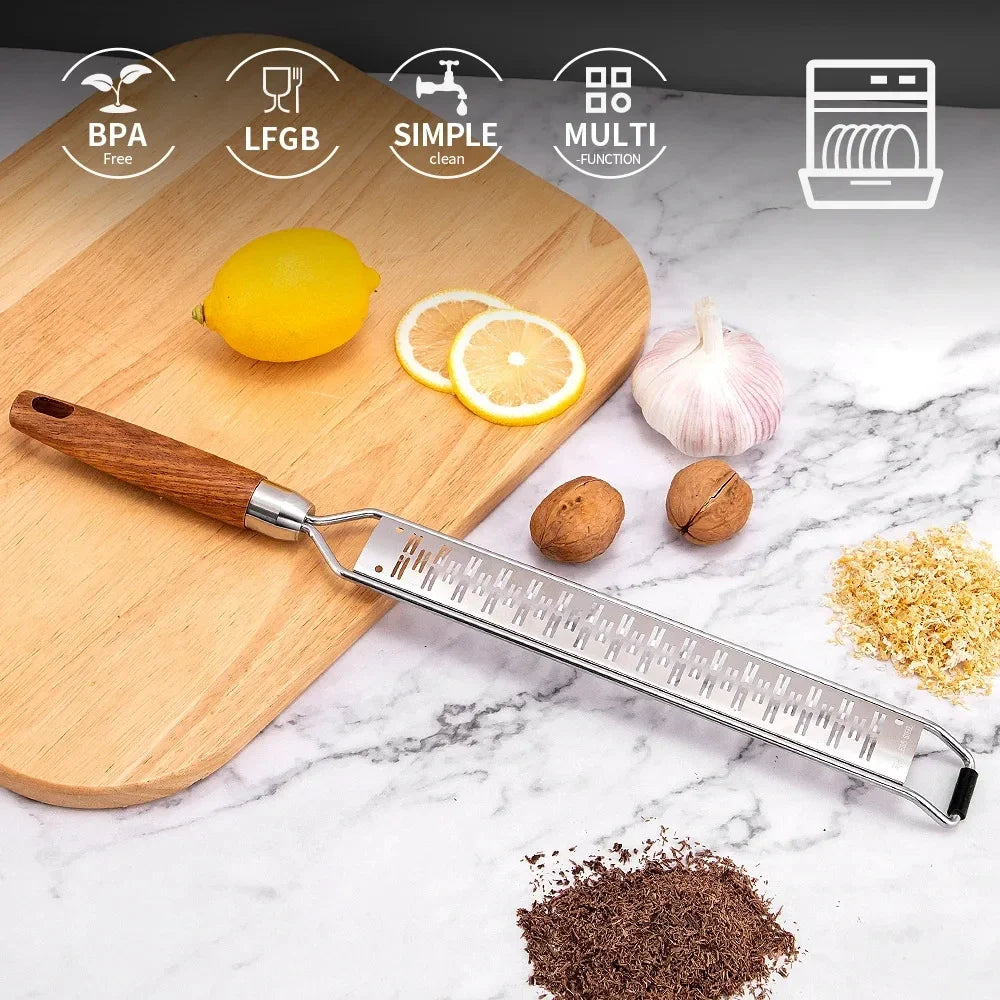 Wooden Handle Zester & Grater – Stainless Steel Kitchen Tool