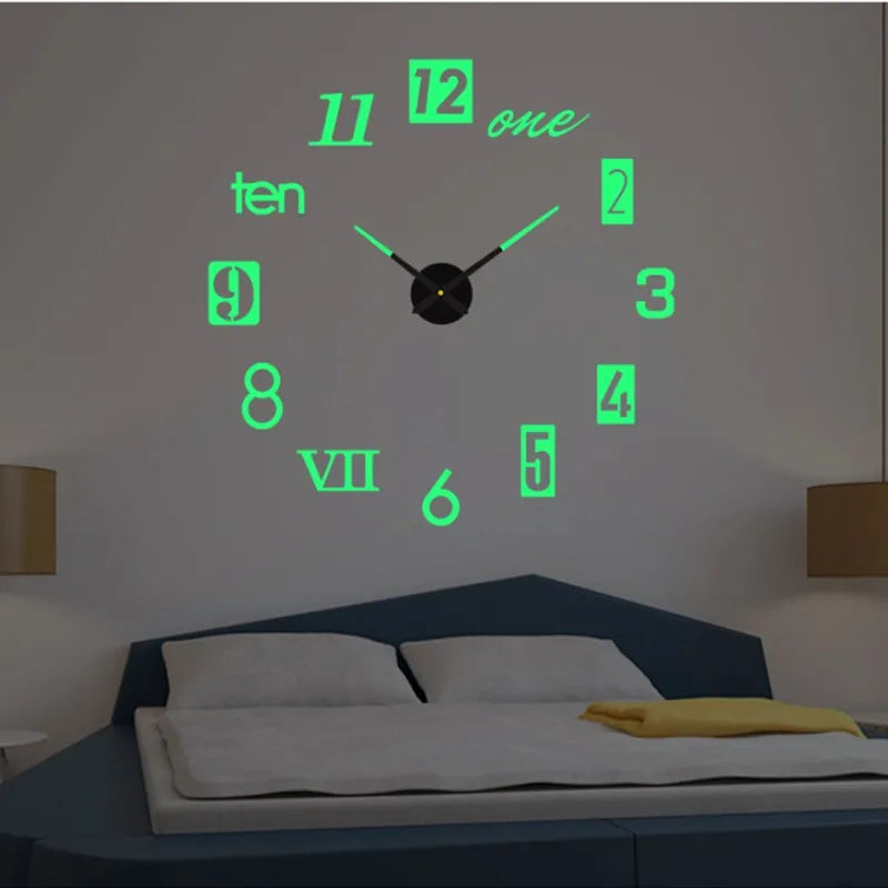 Creative Luminous Silent Wall Clock DIY Living Room Bedroom