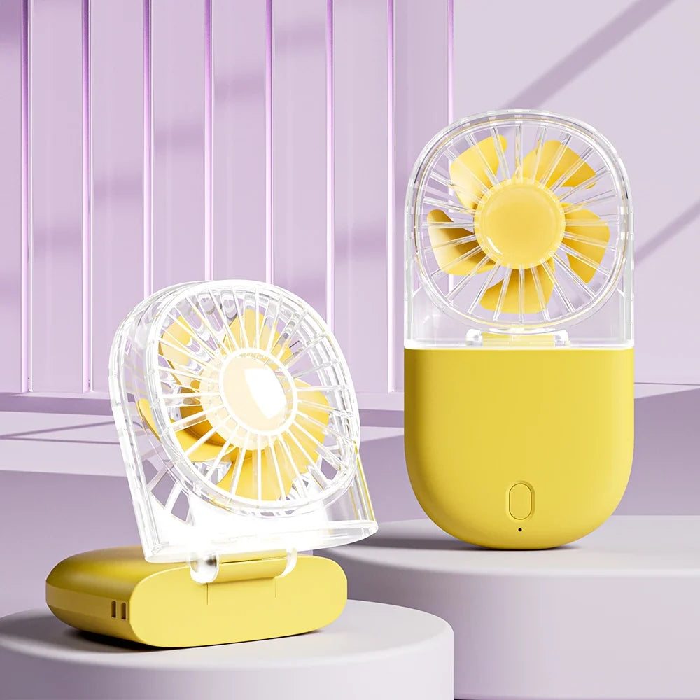 URGGU Portable USB Fan – 5-Speed Handheld & Desktop Transparent