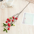 2colors 9 Heads Fake Pomegranate Branch Leaves Lifelike Red Orange