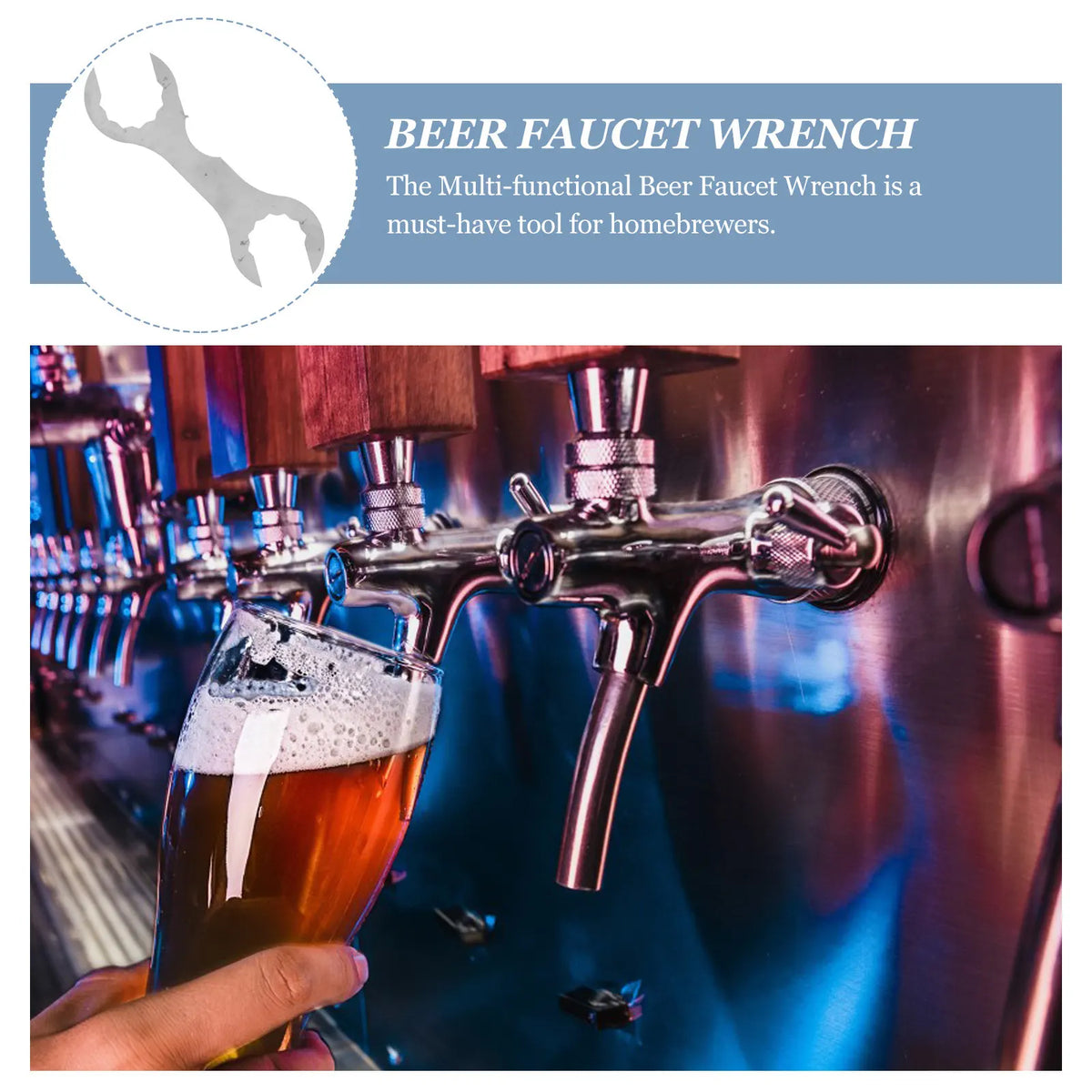 Beer Faucet Spanner Stainless Steel Multi-function Brewing Wrench