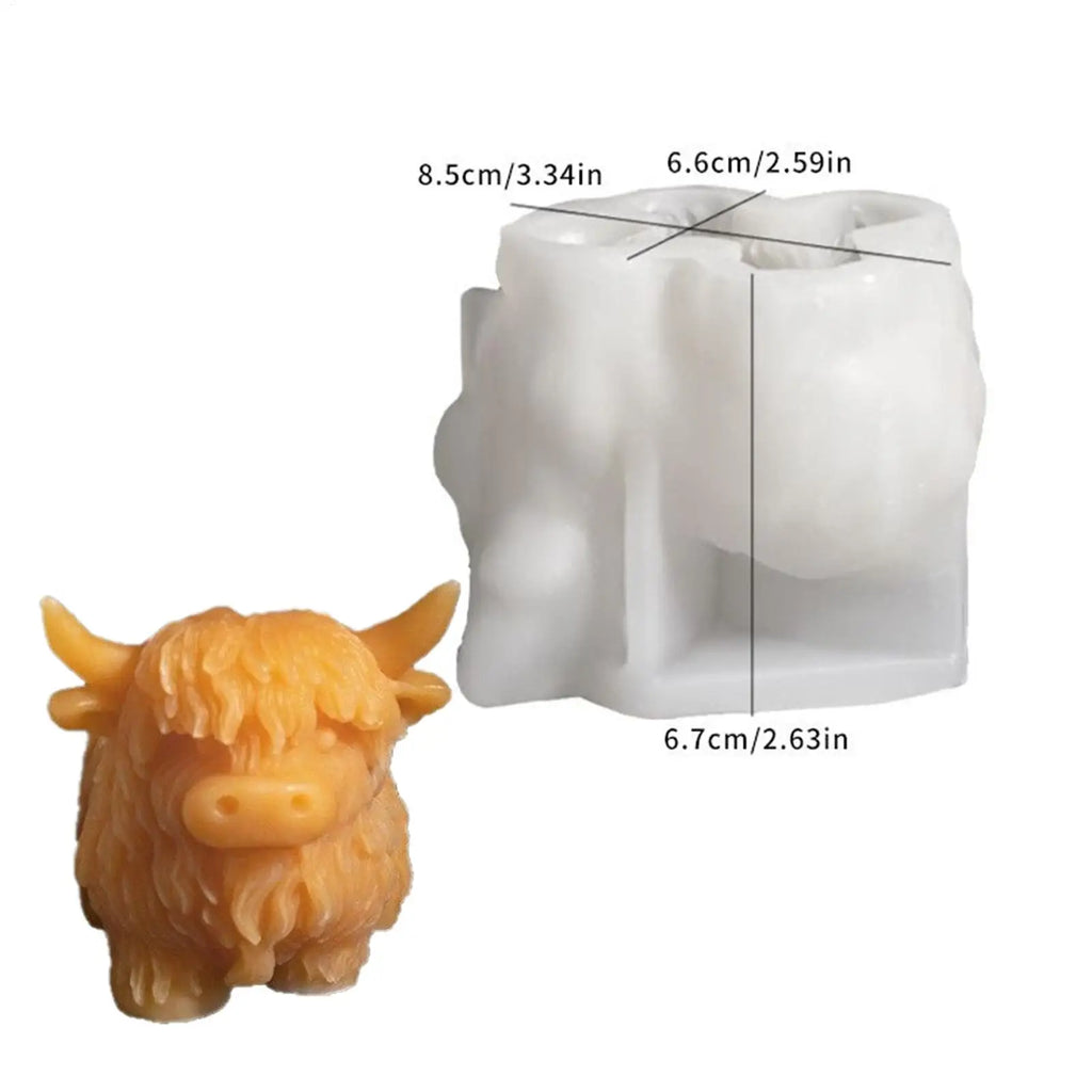 Animal Molds 3D Resin Food-grade Highland Cow Design Mould DIY