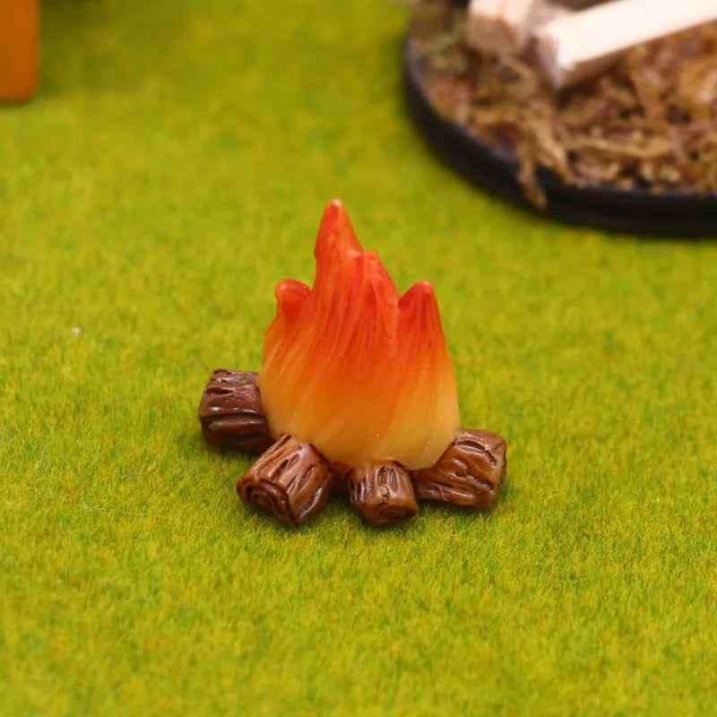 Resin Miniature Campfire Figurine | Micro Bonfire Ornament