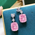 Huitan Pink Cubic Zirconia Drop Earrings | Wedding Jewelry