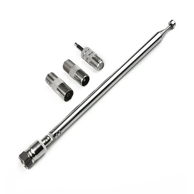 Telescopic FM DAB Radio Antenna – F-Male + 3 Adapters, 75cm