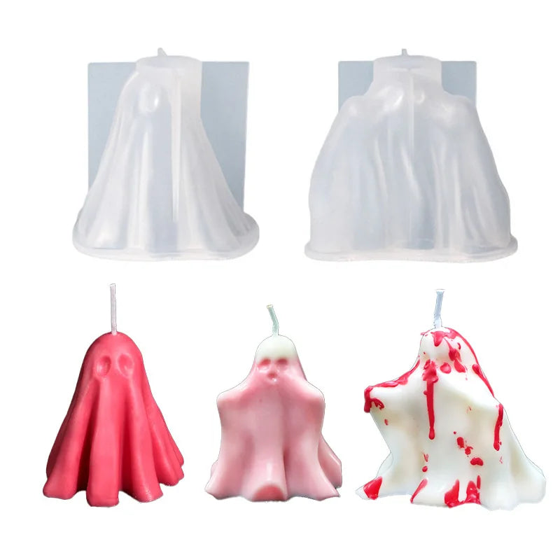 Halloween Ghost Silicone Candle Mold – DIY Cloak Ghost Mould