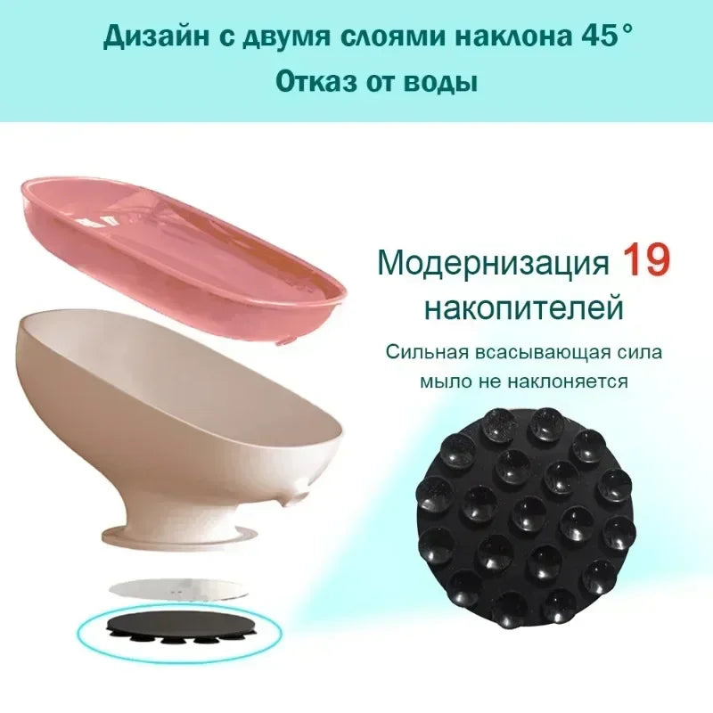 Suction Cup Soap Dish Drain Water Bathroom Holder Kithcen Sponge
