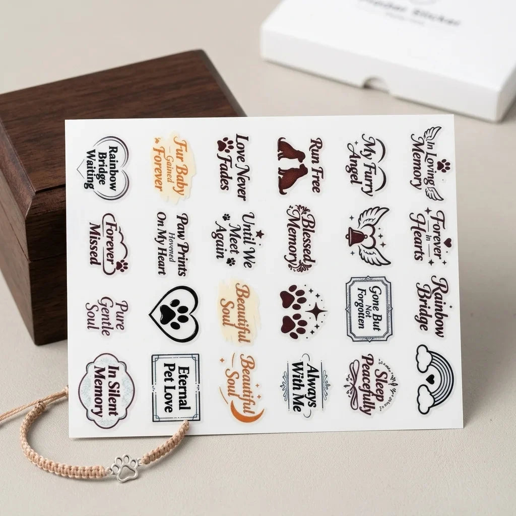 Pet Memorial UV Stickers | Paw Print Waterproof Decals for Urns