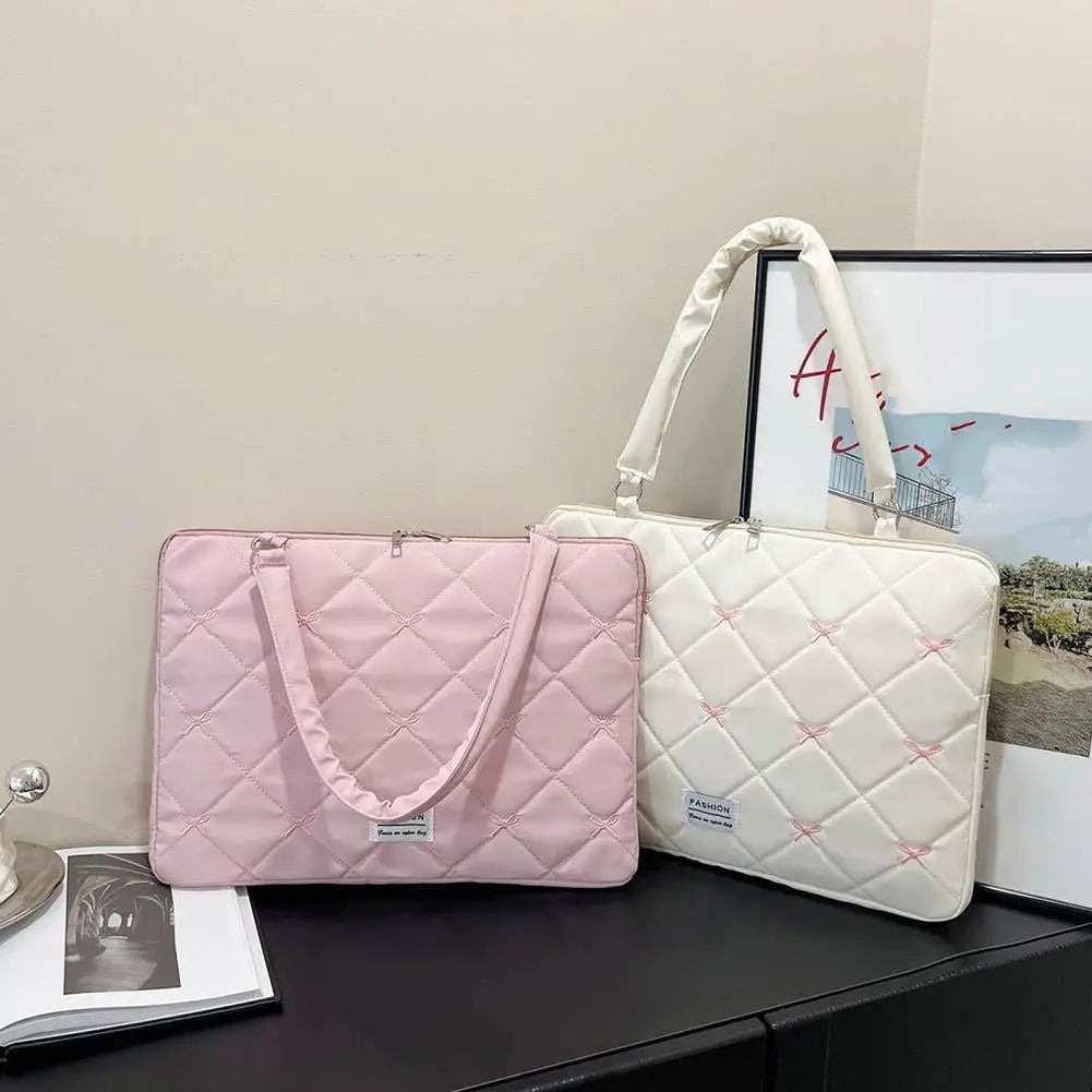 15" Cute Bow Laptop Sleeve Bag – Portable Notebook Case Women