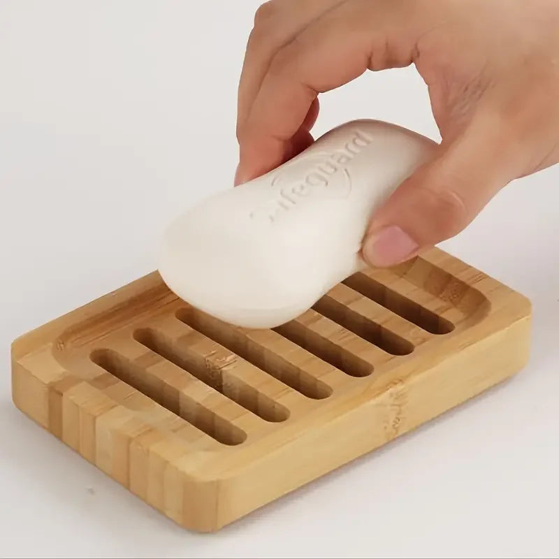 Bamboo Soap Dish with Self-Draining Tray | Wooden Soap Holder