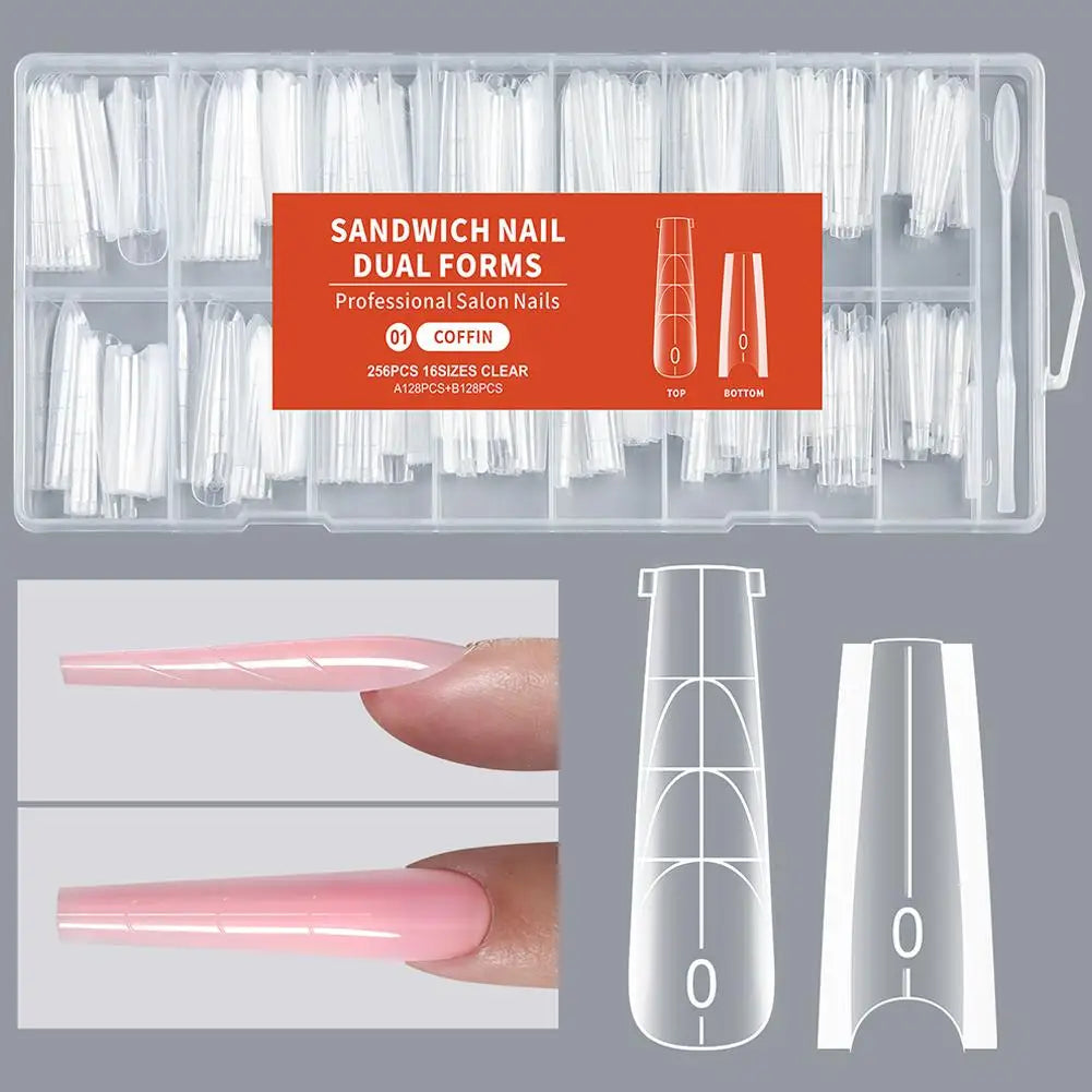 256-Piece Dual Form Nail Tips | Full Cover Gel Extension Kit