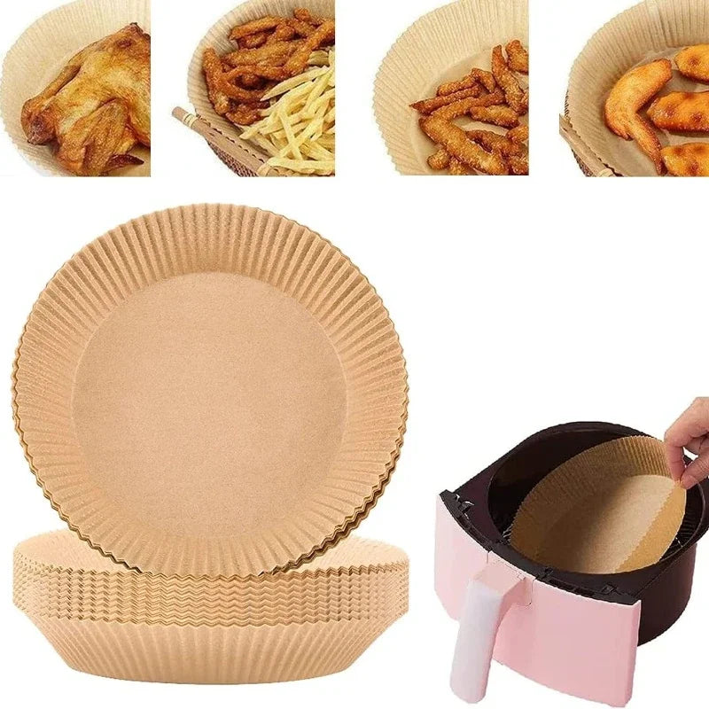 50-Pack Disposable Air Fryer Paper Liners 20cm | Oil-Proof