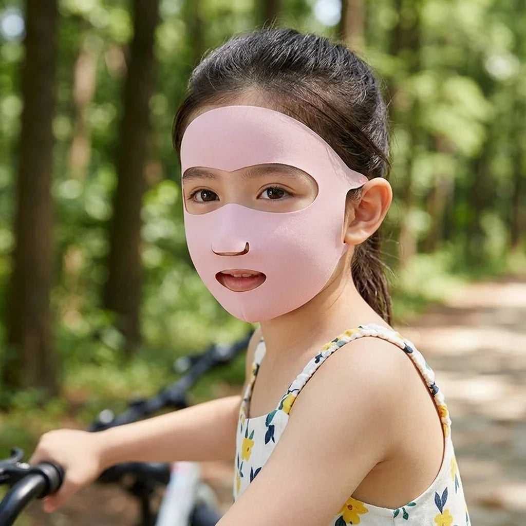 Kids UPF50+ Ice Silk Sun Protection Full Face Mask | Breathable