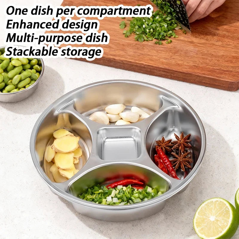 Stainless Steel Divider Tray Kitchen Cooking Food Preparation Plate
