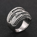 Huitan Wide Black Stone Statement Ring – Bold Fashion Jewelry