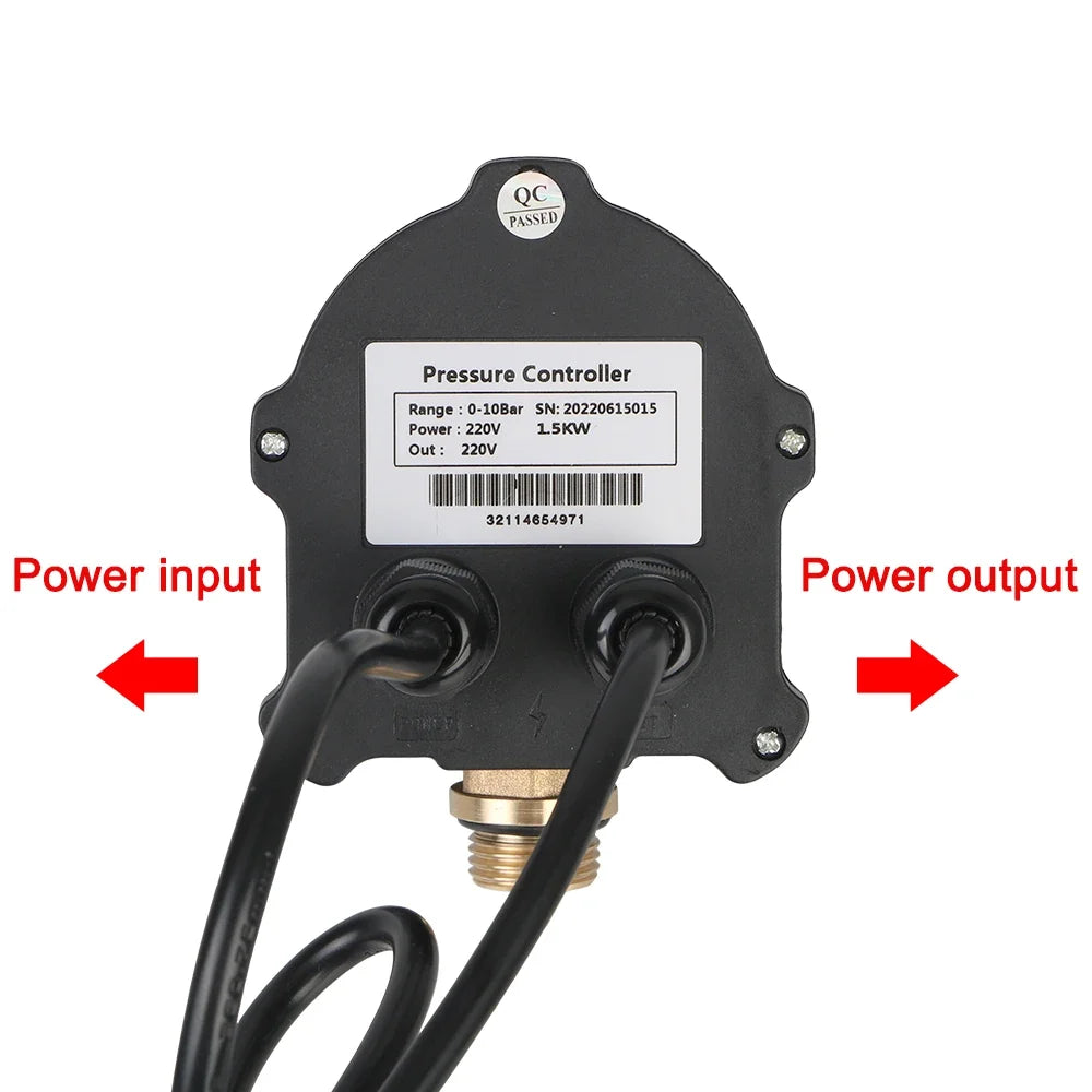 220V Digital Pressure Controller Switch | 0-10 Bar, 1/2" Port