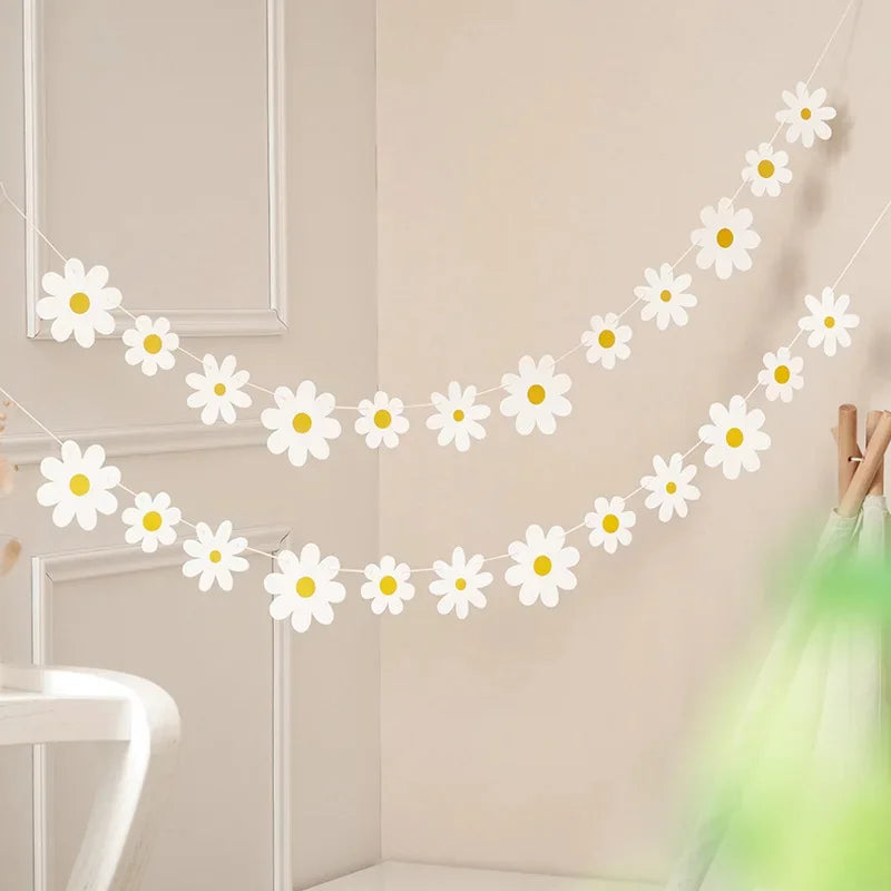 White Flower Garland Banner – Birthday, Baby Shower & Wedding