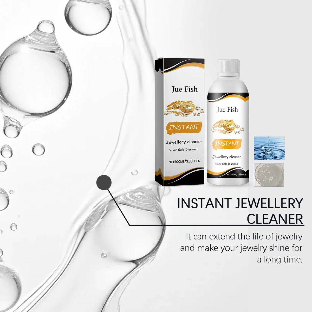 Jue-Fish Jewelry Cleaner Solution – Tarnish Remover 100ml
