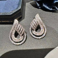 Huitan Waterdrop CZ Stud Earrings – Sparkling Silver Crystal