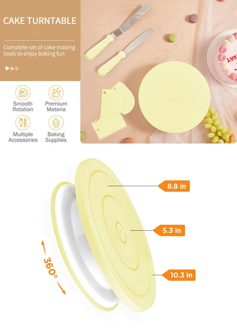 74-Piece Cake Decorating Kit – Turntable, Tips & Piping Bags