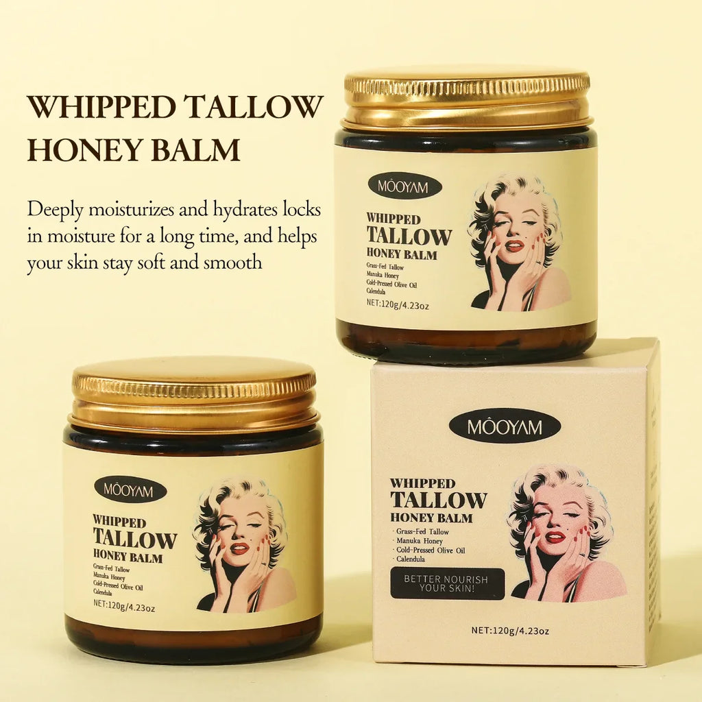 Whipped Beef Tallow Honey Balm Face Moisturizer Body Skin Care Grass