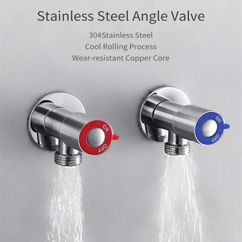 G1/2 Stainless Steel Angle Valve – Hot & Cold Water Inlet