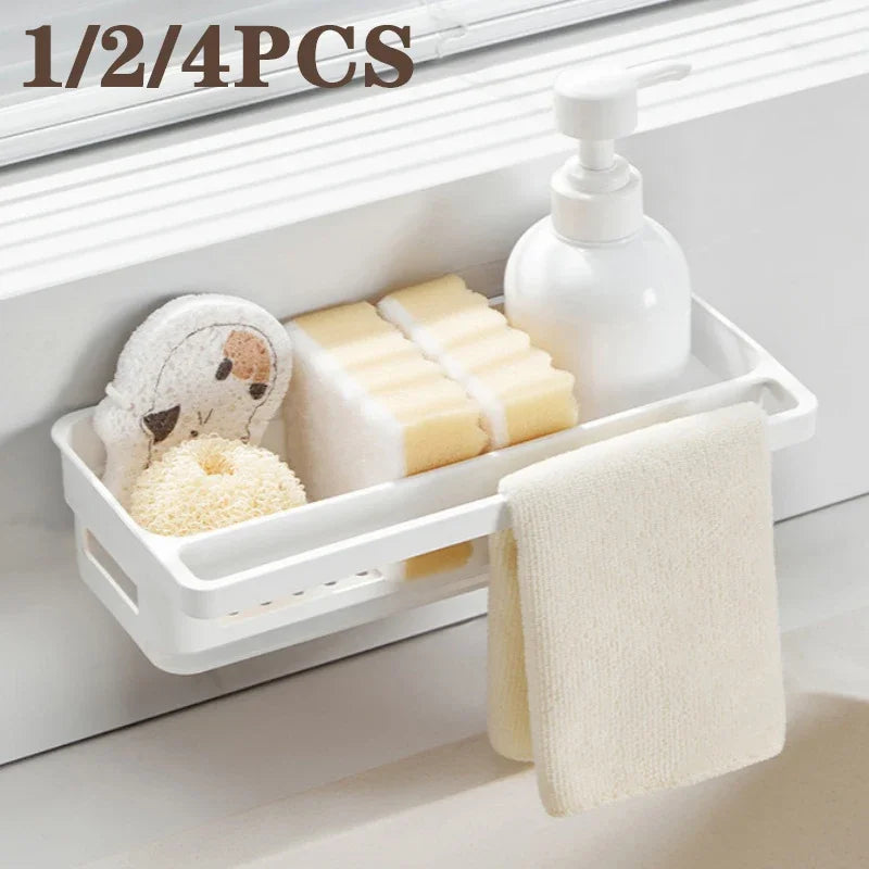 Wall-Mounted Sink Sponge Rack & Drain Basket | No-Drill