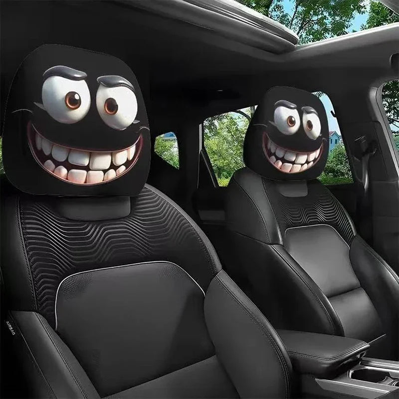 Funny Cartoon Car Headrest Cover – Halloween Auto Decoration