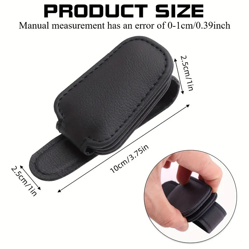Magnetic PU Leather Car Visor Glasses Holder Clip