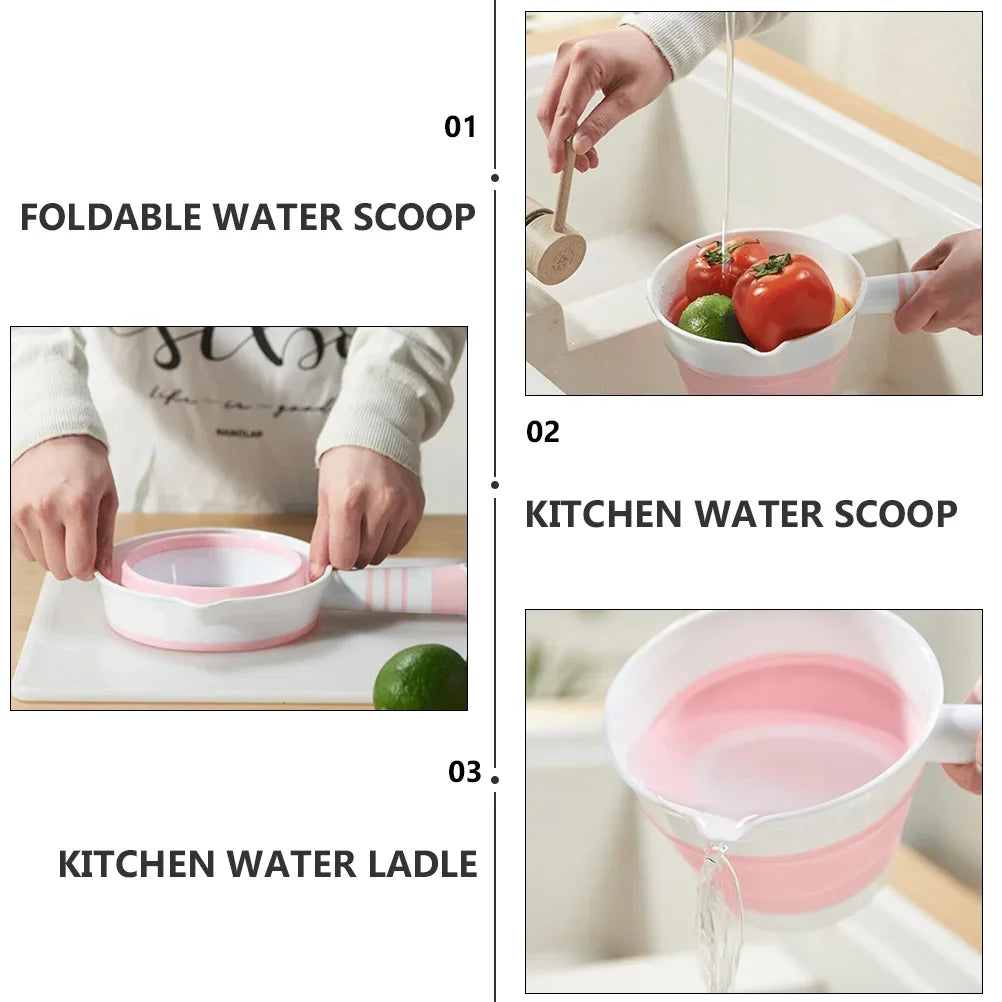 Portable Folding Water Ladle Kitchen Bathroom Bathing Hair Washing