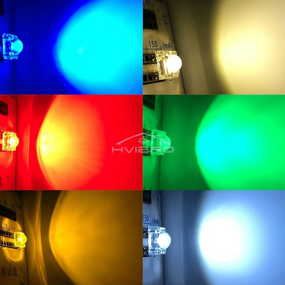 100pcs 5mm F5 LED Bulbs – Red Green Blue White Yellow DIY