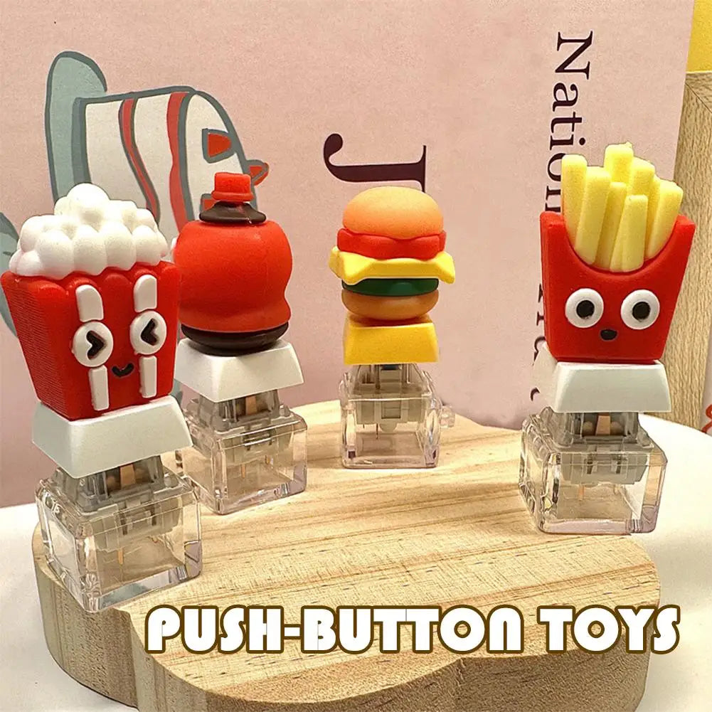 Cute Food Fidget Keychain – Silicone Squeeze Clicker Toy