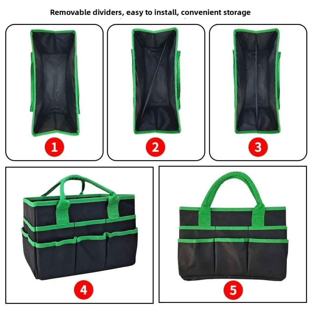 Heavy Duty Wide Mouth Tool Bag – Multi-Pocket Oxford Tote