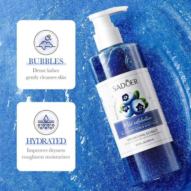 SADOER Blueberry Exfoliating Shower Gel 300ml | Brighten Skin