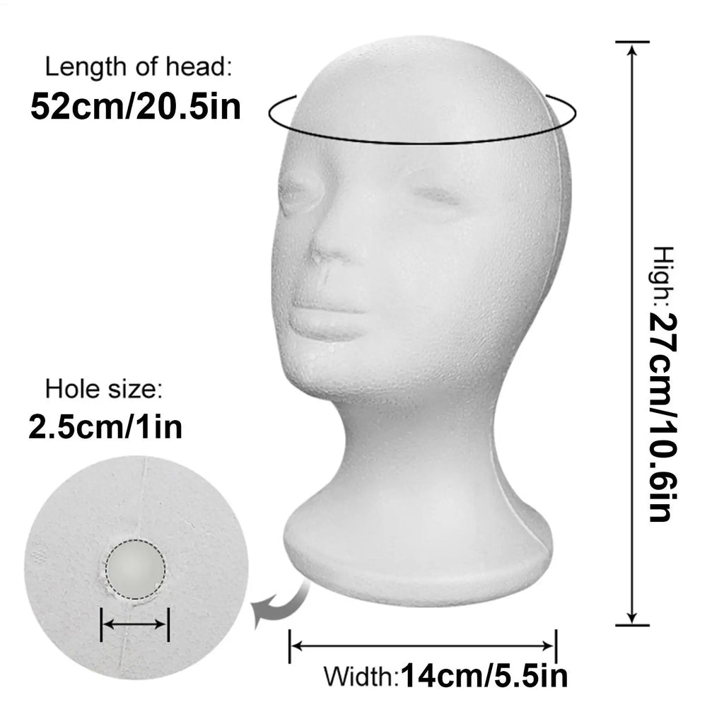 Female Styrofoam Mannequin Manikin Head Model Foam Wig Hair