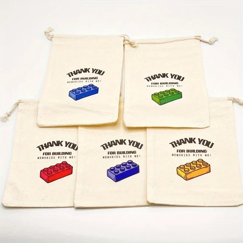 5-Pack Polyester Drawstring Gift Bags – Party & Storage Pouches