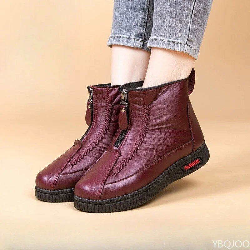 Women's Winter Cotton Ankle Boots – Non-Slip Zip-Up Shoes