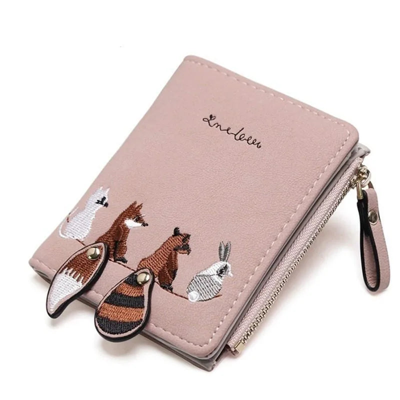 Women's Cartoon Animal Print Mini Wallet – Coin Purse & Card Holder