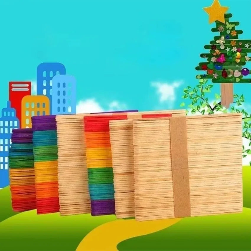 50 Pcs Wooden Craft Sticks – DIY Art, Kids Crafts & Decor