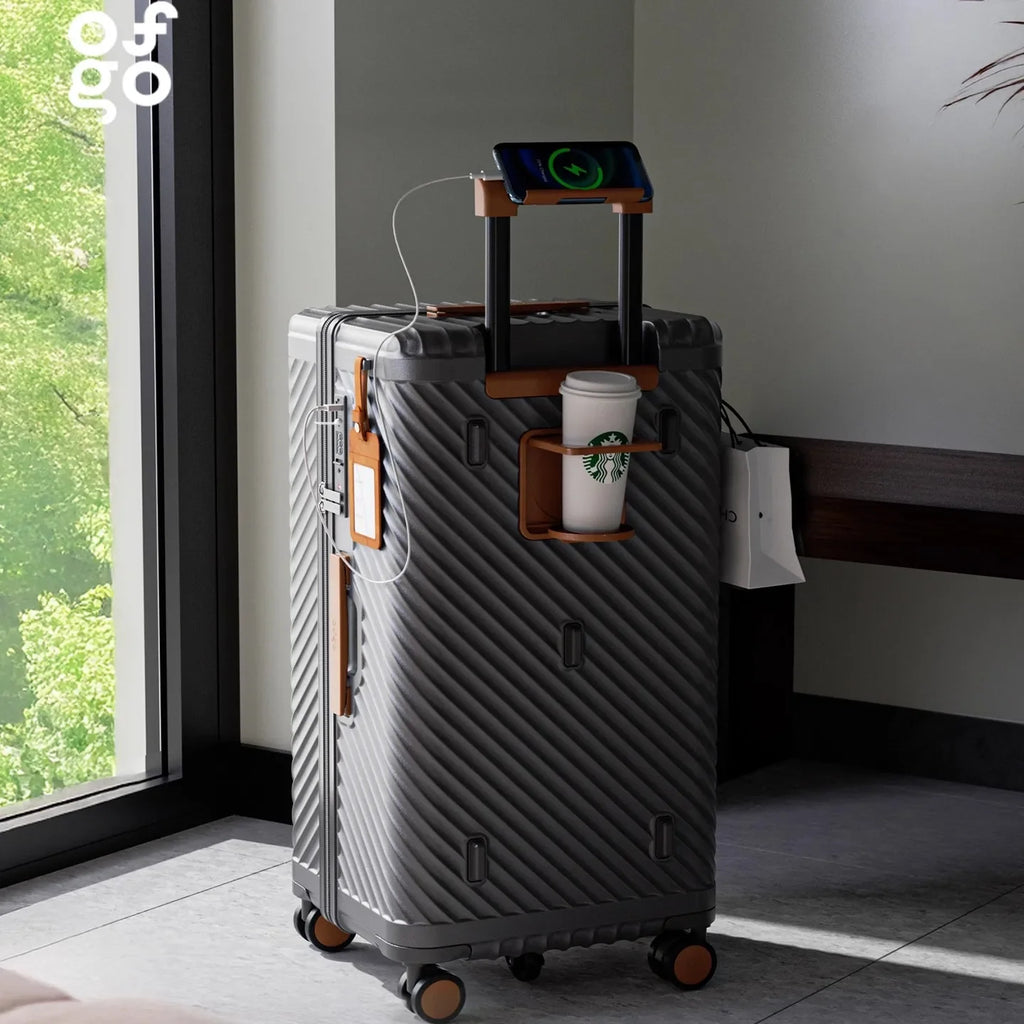 Waterproof PC Hardshell Spinner Suitcase | TSA Lock & Cup Holder