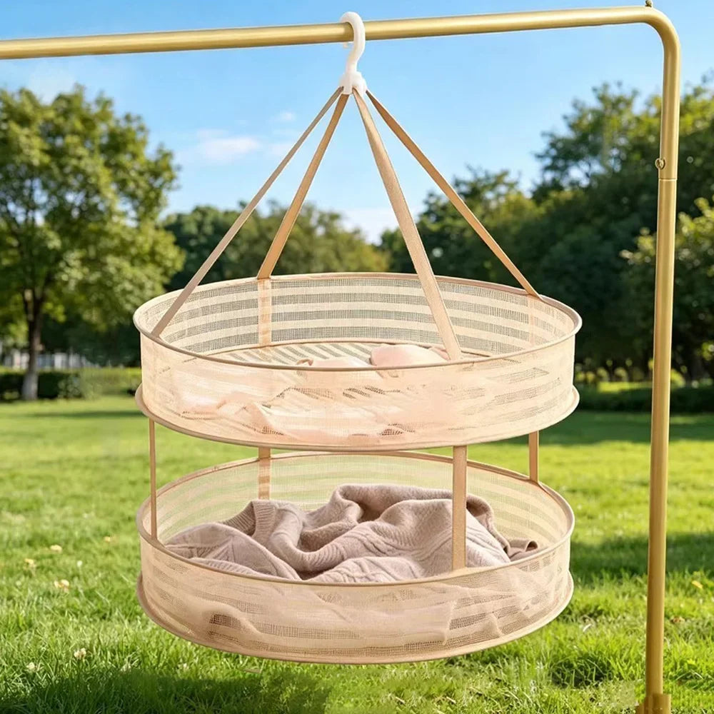 Foldable Hanging Mesh Laundry Bag Windproof Stretch Resistant