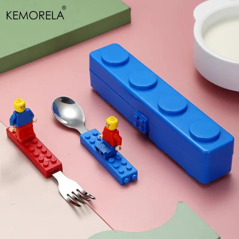 Building Blocks Kids Cutlery Set – Stainless Steel Fork & Spoon
