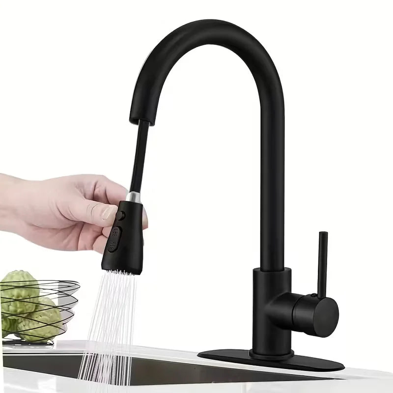 Pull-Down Kitchen Faucet Single Handle High Arc Brushed Nickel