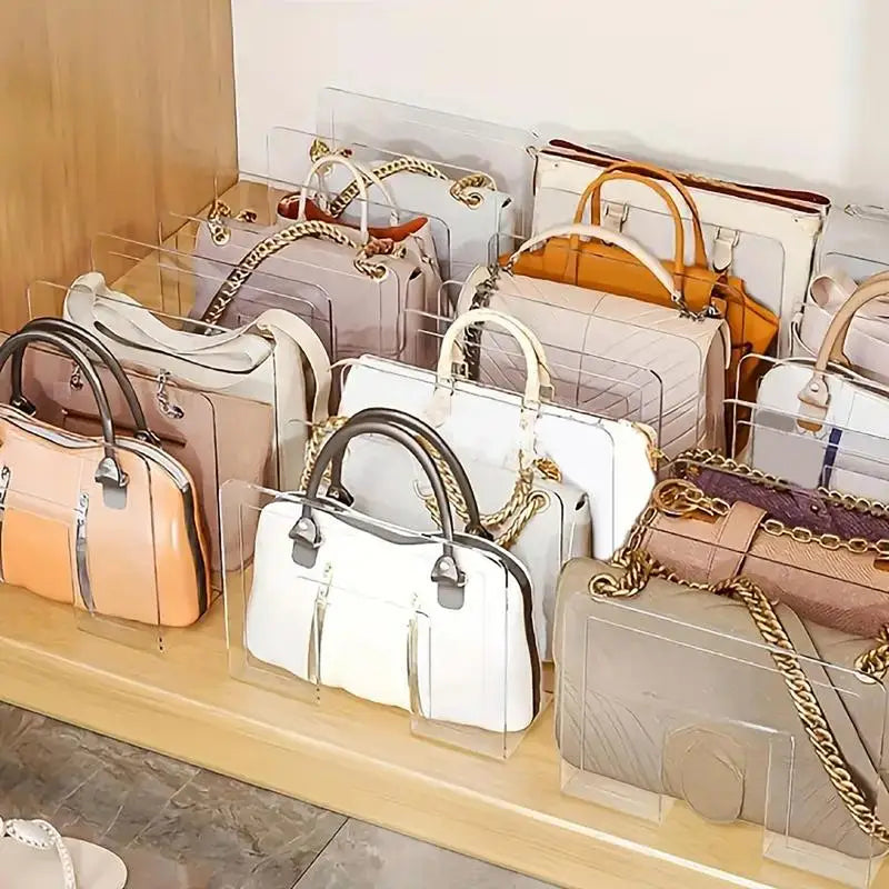 Purse Storage Organizer Closet 4 Slots Clear Shelf Dividers Clutch