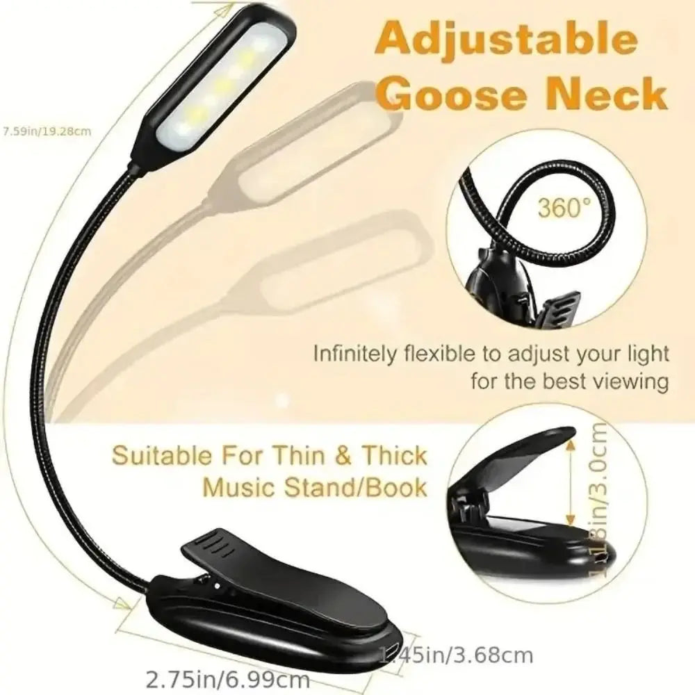 2025 LED Reading Lamp No Harm Eyes Clip Piano Score Portable
