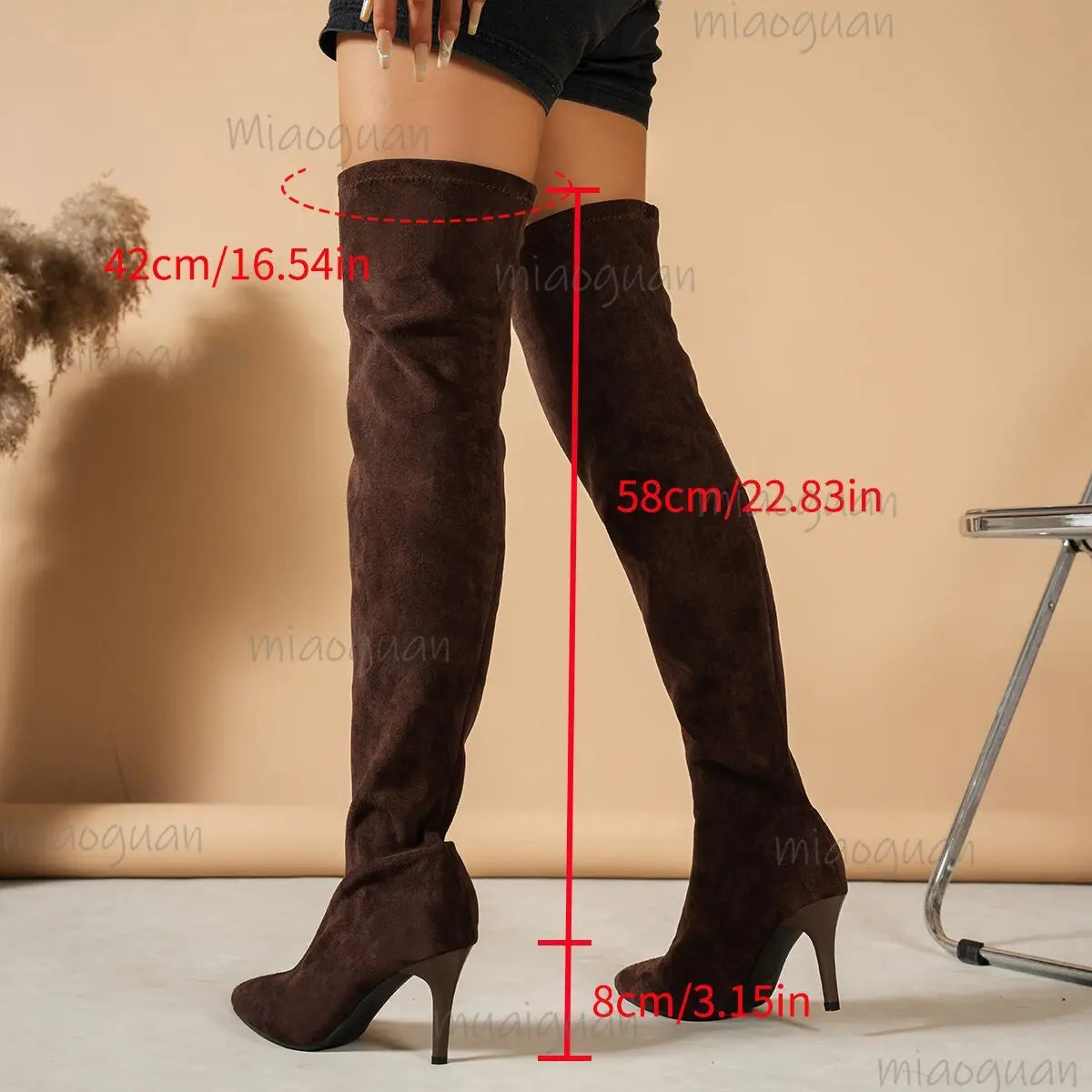 Women's Over-the-Knee Faux Suede Stiletto Boots | Pointed Toe