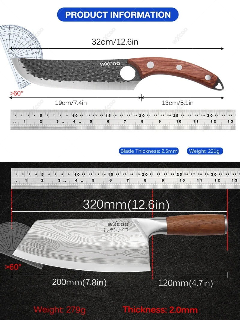 WXCOO Japanese Chef Knife – Forged Stainless Steel Santoku Set